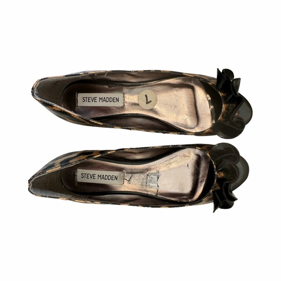 Steve Madden slip on flats metallic gold black animal print size 7 - Picture 4 of 8